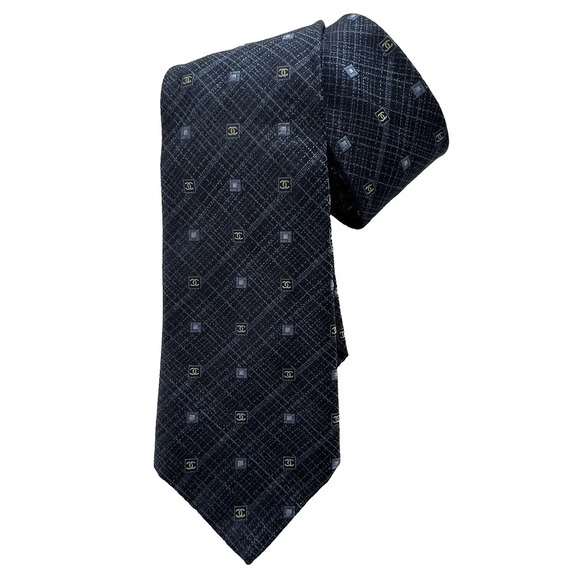 CHANEL chanel Genuine Authentic Mens Unisex Necktie Silk Luxury Italy L58 Coco - Picture 1 of 13